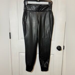 Rewash Vegan Leather Joggers in Black